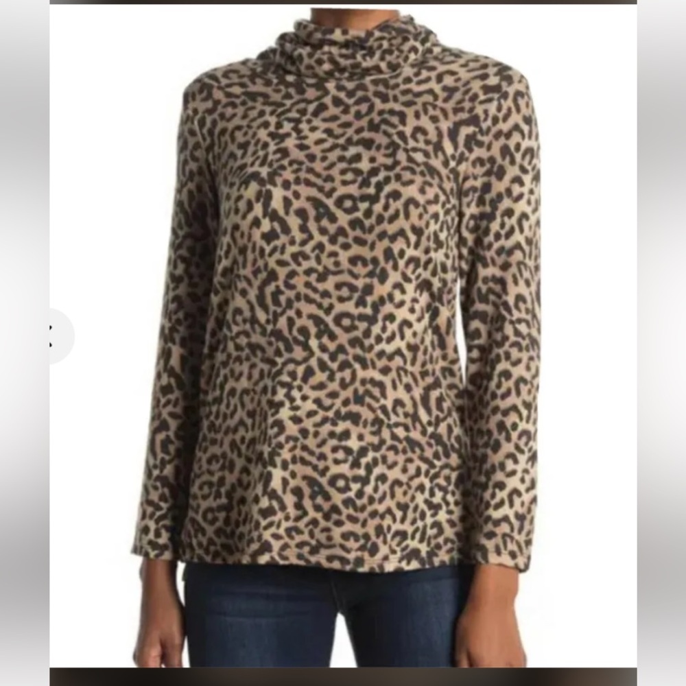🎀 5/$20 🎀 Bobeau Top Cowl Neck Built In Face Cover Black Tan Taupe Anima…